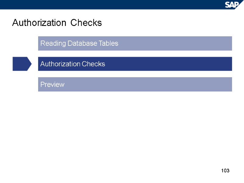 103 Authorization Checks Reading Database Tables Authorization Checks Preview